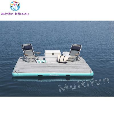 China DWF Material Custom Inflatable Water Platform Water Fitness Floating Inflatable Fishing Mattress In The Sea for sale