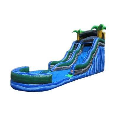 China 0.55mm PVC Tarpaulin 20ft Plato Blue Inflatable Wave Water Slide Wet Slide for sale