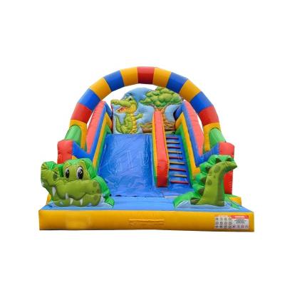 China 0.55mm Plato PVC Tarpaulin Blow Up Crocodile Arch Dry Slide Large Inflatable Slide Commercial Grade For Sale for sale