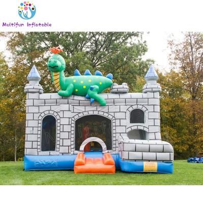 China commercial 0.55mm Plato PVC tarpaulin rentals kids jumping slide Dino Bouncy House Inflatable Dragon 5 castle combo in 1 on sale for sale