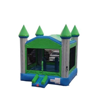 China 0.55mm Plato Standard PVC Tarpaulin Commercial 13' Blue And Green Marble Bouncer For Kids for sale