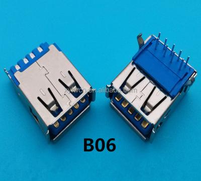 China PCB USB 3.0 A Type Solder Connector/90 Degree Straight Female Jack for sale