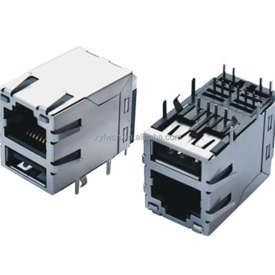 China pcb shield rj45 socket electronic components with usb double battery connector for sale