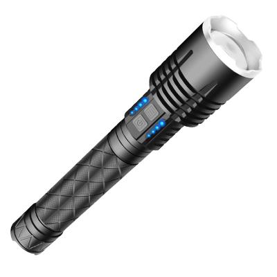 China 3500 BRITE XHP120 Lumen Portable Rechargeable Long Range Telescopic Zoom Flashlight Outdoor Camping Walking Hunting Handy USB Rechargeable High Led Torch With Tail Rope for sale