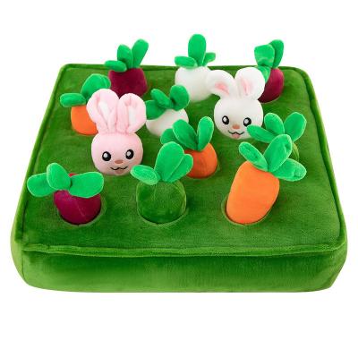 China Educational Plush Toy Harvest Kids Toys Dog Carrots with Squeaky Rabbit Nose Training Skin Chew Puzzle Interactive Toys for Small Medium Dogs for sale