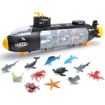 China 2020 Newest Family Game Adventure Toys Shark Submarine with 1 Plane and 5 Cars for Kids for sale