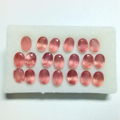 China 100% Natural High Quality Gorgeous Natural Argentina Rhodonite Pink Oval Cut Semi Translucent Loose Stone for sale