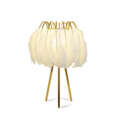 China Modern Nordic Feather Table Lights Princess Bedroom Bedside Lamp Personality Art Simple Ins Living Room Floor Lamp Girl Eye Protection for sale