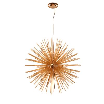 China D56cm 9 Hands D58cm 12 Hands Beautiful Sea Urchin Ball LED Nordic Modern Gold Pendant Lights for sale