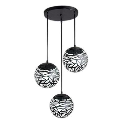 China D20cm 3 Modern Simple Hands Nordic Modern Iron Hollow Metal Ball LED Chandeliers for sale