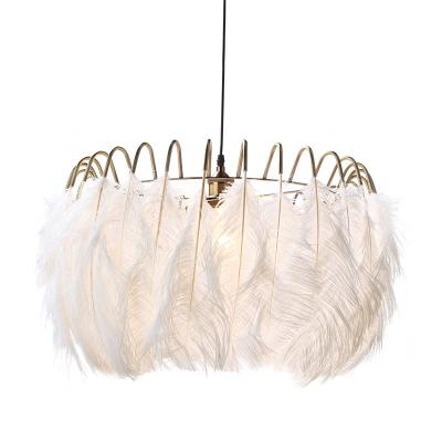 China European Modern W60 X H50cm Nordic Modern Minimalist Hall Feather Led Pendant Lights Creative Girls Room Led Chandeliers for sale