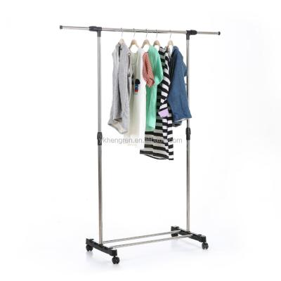 China Folding Clothes Apparel Display Hanger Racks Drying Rack With Single Rod for sale