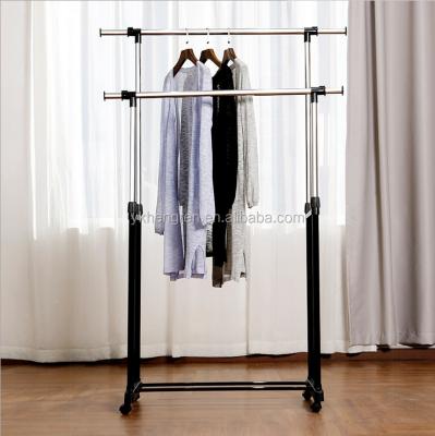 China Double Rod Standing Garment Rack Folding Dryer Dying Rack for sale