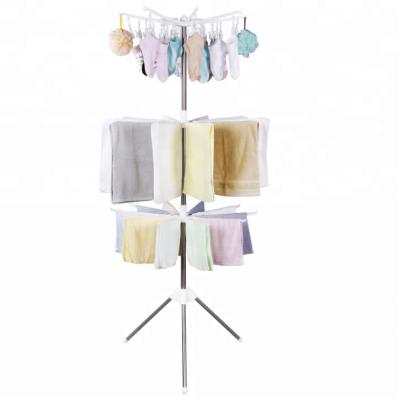 China Folding 3 layers folding hanging cloth drying racks rotating garment rack /towel rack for sale