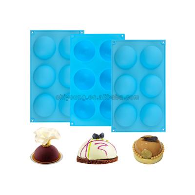 China Free Sample 6 Hole Viable Factory Half Ball Shape Cake Silicon Mold Soap Making Candle Molds for sale