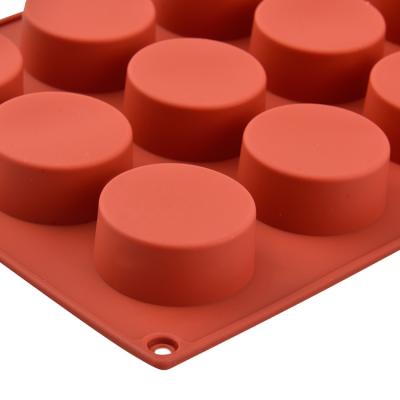 China 15 Holes Viable Silicone Chocolate Cookie Mold Baking Molds For Round Cylinder Candy Jello Cake Soap for sale