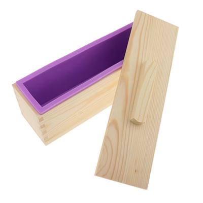 China Wholesale 1200ml Viable Large Rectangle Silicone Making Toast Loaf Handmade Silicone Soap Mold With Wooden Box Lid for sale