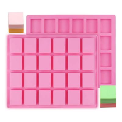 China 24 Square Cavity Rectangle Viable Decorating Cake Silicone Baking Handmade Candle Soap Mold For DIY Ice Cream Tray Jelly Candy Chocolate for sale