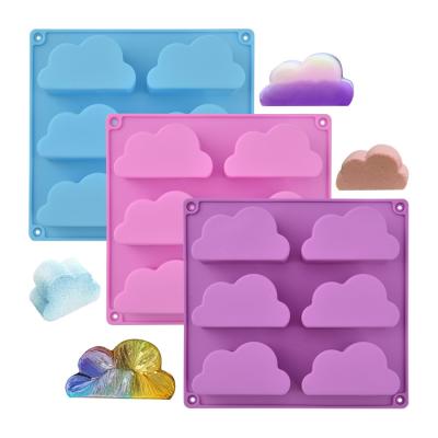 China Custom Soap Making Viable 6 Holes Cloud Shape Silicone Cake Molds Silicone Candle Resin Cloud Silicone Mold for sale