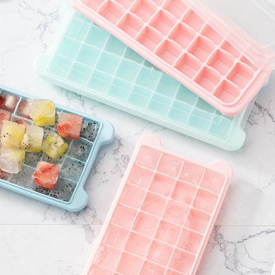 China New 24 Cell Viable 36 Cell Silicone Ice Cube Trays Mold With Lid Fridge Ice Mold Household Bar Ice Cube Tray for sale