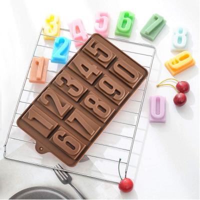 China Sustainable Hot Sale Food Grade Silicone 10 Cavity Number Candle Birthday Cake Candy Ice Chocolate Mold for sale