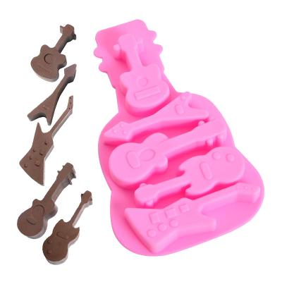 China Homemade BPA FREE Viable Decorations TRAY Gummy Chocolate Candy Music Electric Guitar Silicone Mold Baking Tools for sale