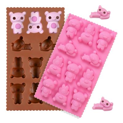 China Sustainable Teddy Bear 11 Cavity 3d Fondant Bear Ice Cube Tray Cake Chocolate Candy Silicone Mold Hard Jelly Molds for sale