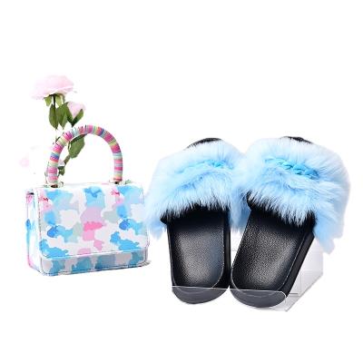 China PORTABLE PU Leather Cross - Custom Body Logo Handbags Graffiti Purse Fur Slippers and Bag Set for sale