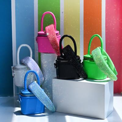 China Fashion Ladies Bling Crystal Hair Bands And Bucket Matching Set Cross Shoulder Bag - Body Chain Strap Handbag for sale