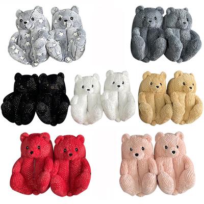 China Fashion Trend Winter Warm Home Shoes Fashion Fur Bear Slippers For Women Girls for sale