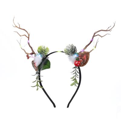 China Cute Christmas Party Hair Accessories Hair Circle Glow Christmas Antlers Headbands Headbands for sale