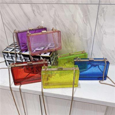 China Clear Acrylic Square Bags Fashion Ladies Purse Daily Used Transparent Cross - Body Handbag for sale