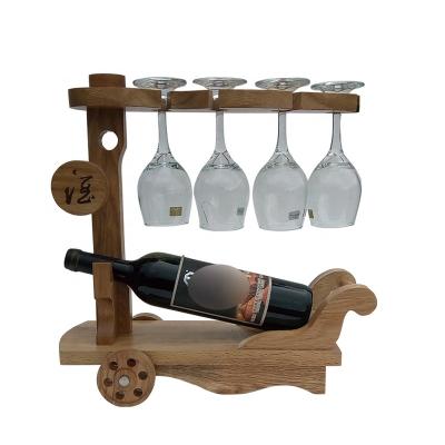 China Home Display Stand Wooden Oak Storage Decoration Rack Wine Glass Bottle Holder for sale