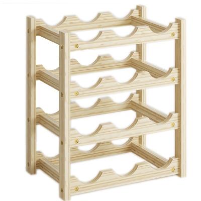 China Free Standing Solid Wood Wine Shelving Rack Sustainable Wine Rack for sale