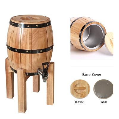 China With Custom Logo Wood Wine Barrel Wooden Kegs 3L Stainless Steel Coating Beer Keg Wooden Barrels For Sale for sale