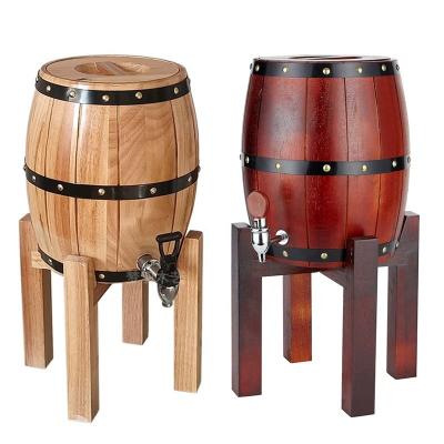 China With Logo Painted Color Wood Wine Barrel Custom Beer Kegs Stainless Steel Coating Beer Keg Wooden Kegs 3L for sale