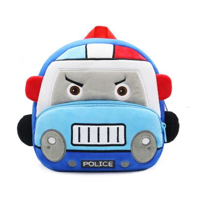 China Vehicle plush school bag for kids TS Vehicles Car Plush School Bags Racer Patrol Police Cartoon Mini Kids Plush Backpacks for Toddlers for sale