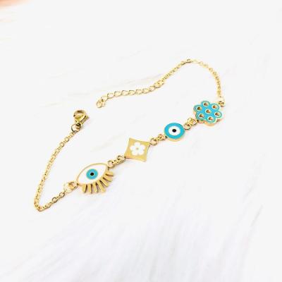 China Hiphop Star Jewelry 2022 Anklet Luxury Gold Plated Evil Eye Gold Plated Anklet For Women for sale