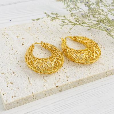 China Trendy Star Gold Jewelry 2022 Luxury Gold Plated Hoop Earrings For Women for sale