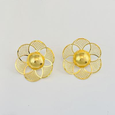 China TRENDY Gold Star Jewelry 2022 Luxury Brass Flower Stud Earrings For Women for sale