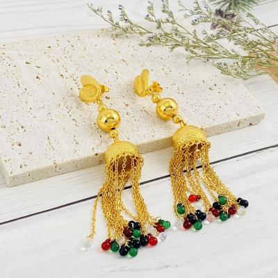 China CLASSIC gold star jewelry 2022 luxury gold plated design tassel earrings for women for sale