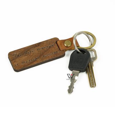 China Promotion Gift High Quality White Beech Wood Keychains Wooden Key Chain Custom Engrave Luxury Wood Crafts for sale