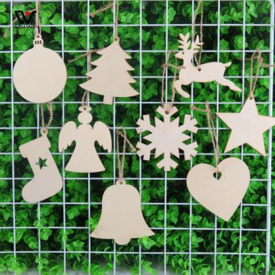 China Home Creative Wood Scrap Eco-friendly Diy Wooden Crafts Christmas Tree Decorative Pendant for sale