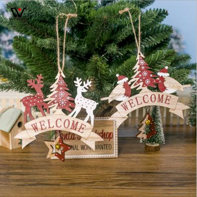 China Christmast Ornament 2021 Custom Personalized Chips Wooden Christmas Tree Ornaments for sale