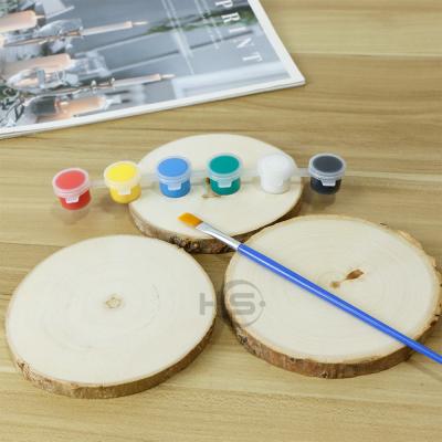 China Europe hot sale natural wood slices open pre drilled unfinished wood kit with hole wood circles for sale