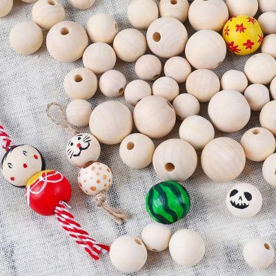 China New Products Eco - Friendly Mixed Color Bulk Round 8mm 10mm DIY Wooden Beads for sale