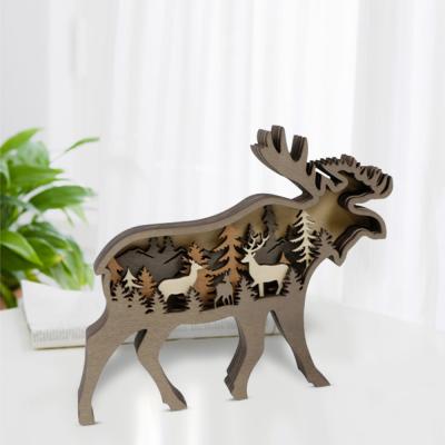 China New Automotive Wood Carving Animal Crafts Home Office Decorations Carved Wood Ornaments for sale