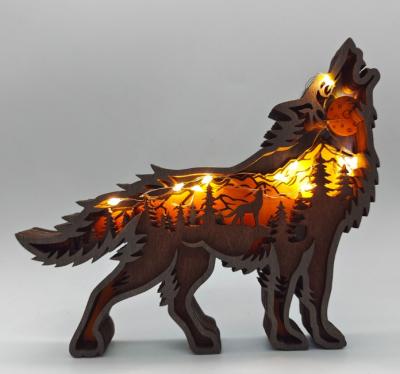 China Barber Shop Wolf Decor Wood Forest and Mountain for Christmas Decoration Statue Ornaments for sale