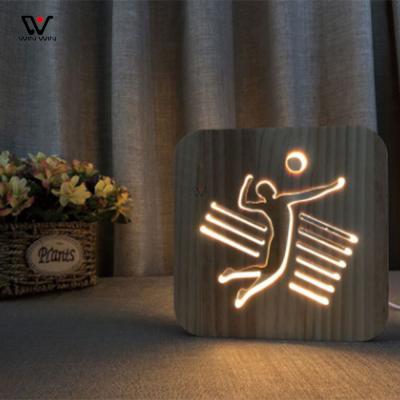 China Cute Eco-friendly Cat LED Night Light For Children Baby Kids Bedside Multicolor Wooden Night Lamp for sale