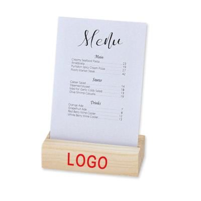 China High Quality Table Top Bottom Wooden Mini Menu Holder Wooden Double Side Acrylic Stand Promotion Gift for sale